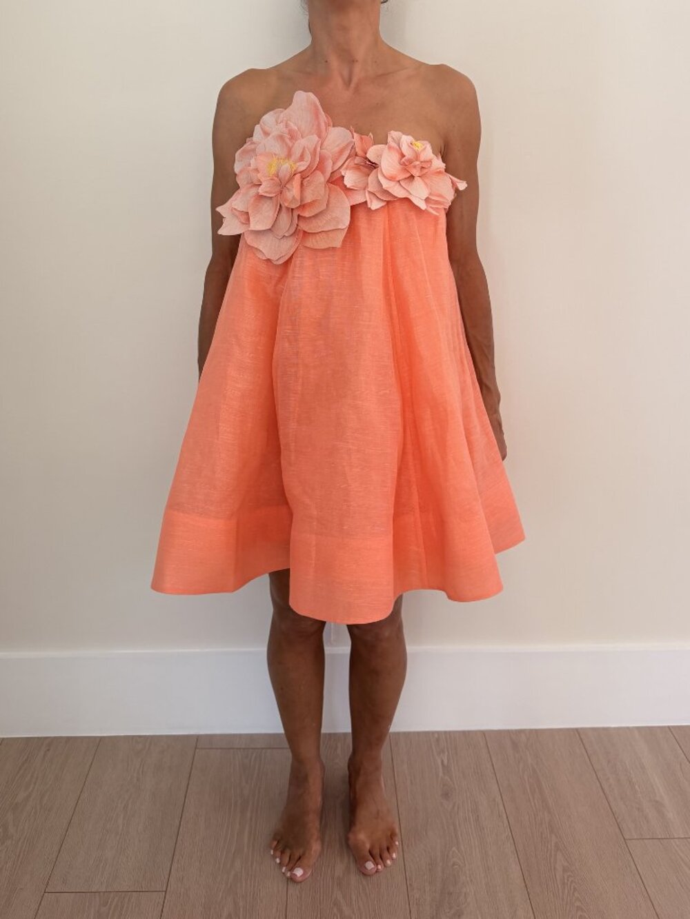 Zimmermann Natura Strapless Floral Mini Dress Coral 0P NWT